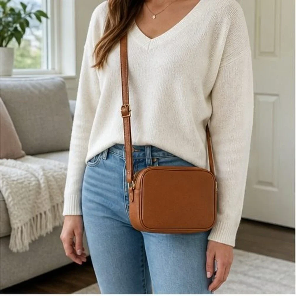 Tan Suede Crossbody Bag